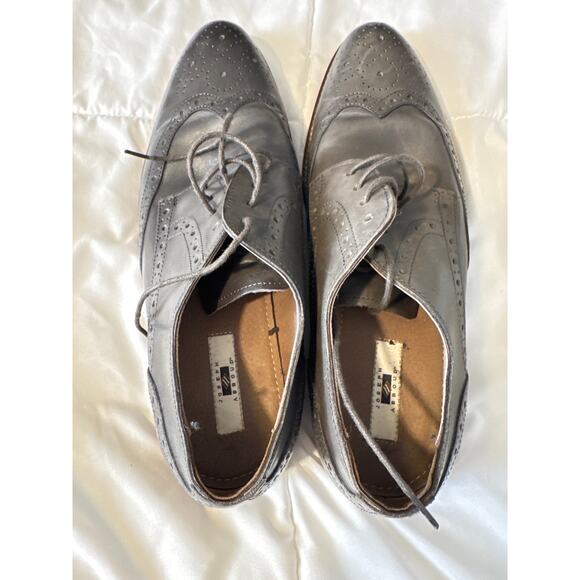 Joseph Abboud Men’s 11 Gray Leather Wingtip Brogue Dress Shoes - Picture 3 of 6